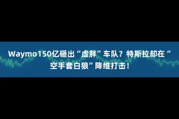 Waymo150亿砸出“虚胖”车队？特斯拉却在“空手套白狼”降维打击！